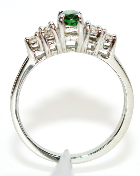 Natural Tsavorite Garnet & Diamond Ring Solid Pla… - image 3