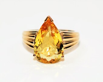 Natural Golden Beryl Ring 14K Solid Gold 4.31ct Yellow Beryl Ring Gemstone Ring Yellow Ring Solitaire Ring Statement Ring Fine Cocktail Ring