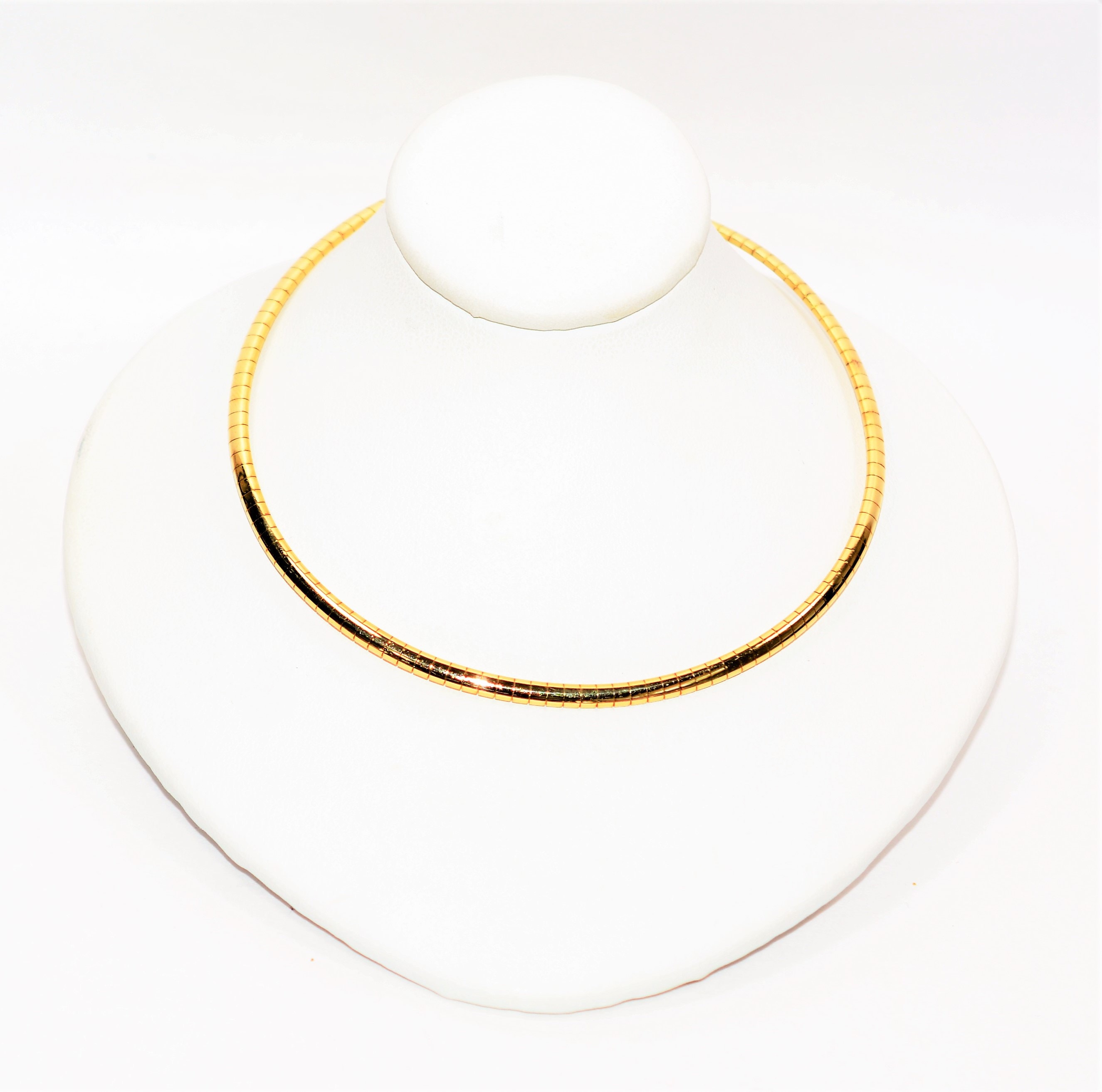 14K Solid Gold Omega Chain Necklace 3mm Fine Italian Necklace Etsy