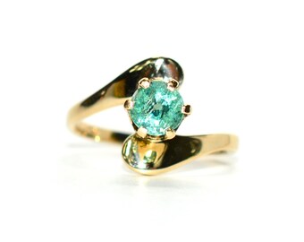 Natural Paraiba Tourmaline Ring 14K Solid Gold .72ct Solitaire Ring Fine Womens Ring Estate Jewelry Gemstone Ring Statement Ring Birthstone