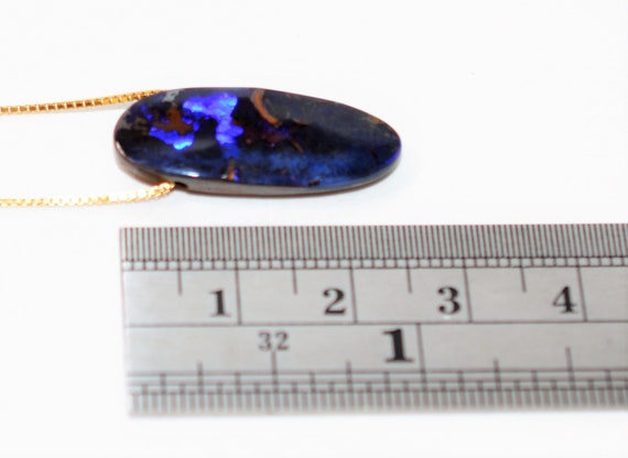 Natural Australian Boulder Opal Necklace 14K Soli… - image 9