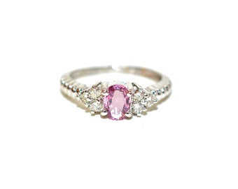 LeVian Certified Natural Padparadscha Sapphire & Diamond Ring Solid Platinum 1.12tcw Engagement Ring September Birthstone Ring Cocktail Ring