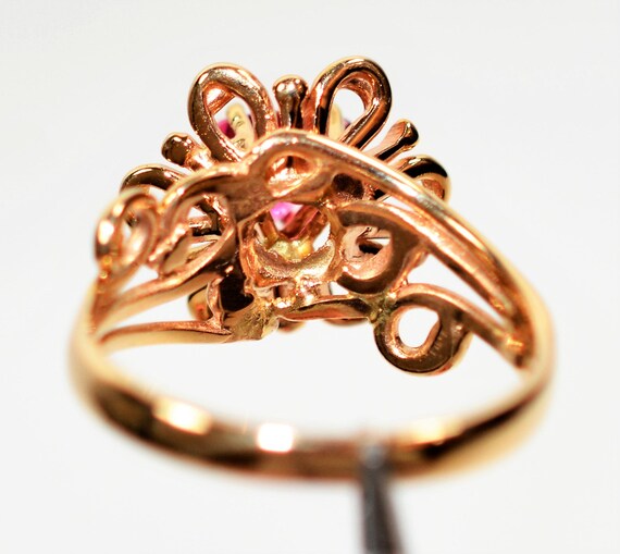 Natural Rubellite Ring 14K Solid Gold .67ct Pink … - image 6