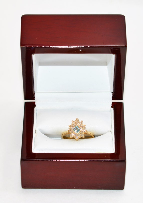 Natural Paraiba Tourmaline & Diamond Ring 14K Sol… - image 10