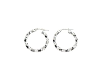 14K White Gold 21.00mm Hoop Earrings White Gold Hoops White Gold Earrings Twist Hoop Earrings Vintage Jewelry Estate Jewelry Jewellery