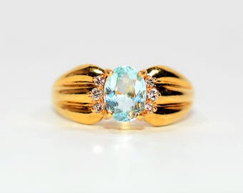 Natural Paraiba Tourmaline & Diamond Ring 14K Solid Gold 1.58tcw Rare Gemstone Women's Ring Diamond Halo Birthstone Ring Fine Estate Jewelry