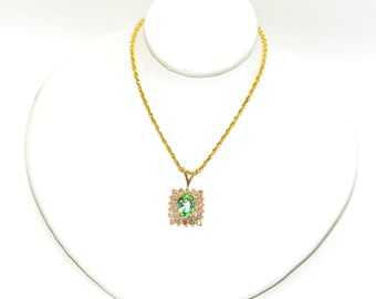 Certified Natural Paraiba Tourmaline & Diamond Necklace 14K Solid Gold 1.75tcw Tourmaline Necklace Gemstone Necklace Fine Statement Necklace