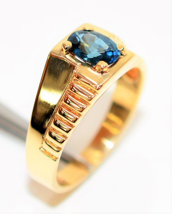 Natural Ceylon Sapphire Ring 10K Solid Gold 1.59c… - image 4