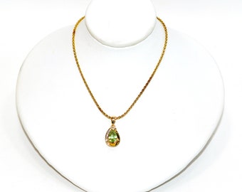 Natural Paraiba Tourmaline & Diamond Necklace 14K Solid Gold .74tcw Tourmaline Pendant Necklace Fine Jewelry Vintage Jewelry Fine Jewellery