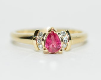 Natural Ruby & Diamond Ring 14K Solid Gold .51tcw Gemstone Anniversary Statement Estate Ring Engagement Bridal Jewelry Promise Ring Red Gem