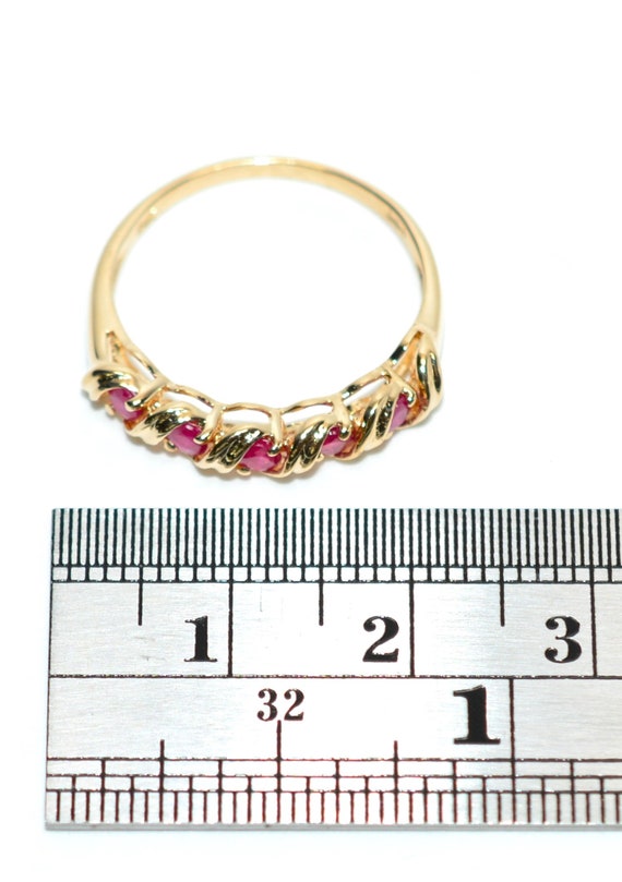 14K Gold Natural Ruby Ring Band: July Birthstone … - image 8