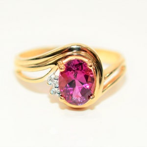 Natural Rubellite & Diamond Ring 14K Solid Gold 1.60tcw Pink Tourmaline Ring Gemstone Ring Womens Ring Ladies Ring Statement Ring Birthstone