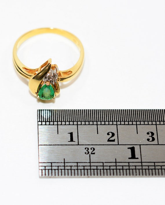 Natural Colombian Emerald & Diamond Ring 14K Soli… - image 9