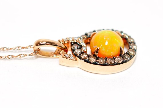 LeVian Natural Opal & Diamond Necklace 14K Rose G… - image 4