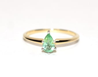 Natural Paraiba Tourmaline Ring 14K Solid Gold .40ct Engagement Ring Gemstone Ring Solitaire Ring Birthstone Ring Stackable Ring Promise