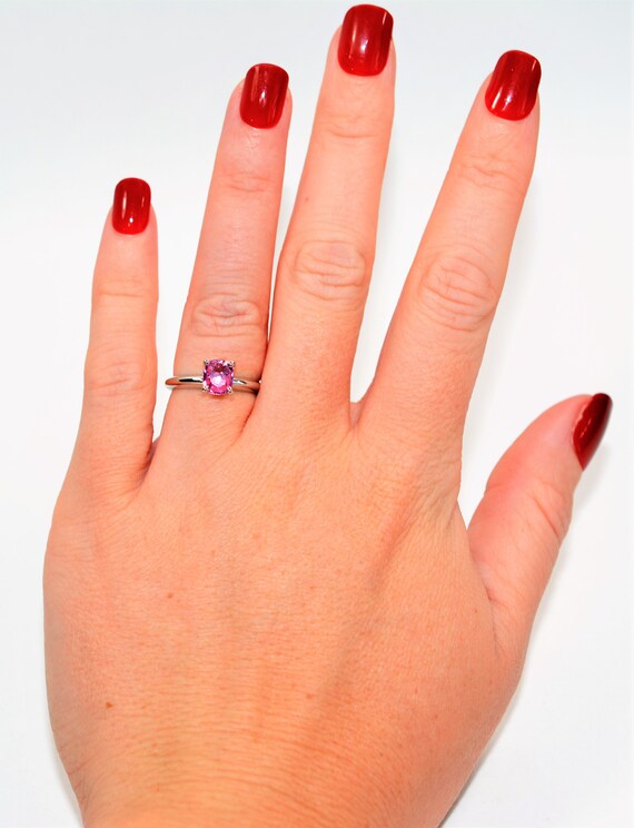 Natural Padparadscha Sapphire Ring Solid Platinum… - image 2