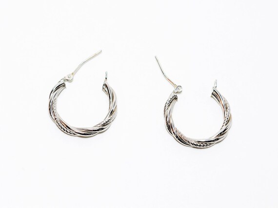 Hoop Earrings 14K Solid White Gold Earrings 19.50… - image 3