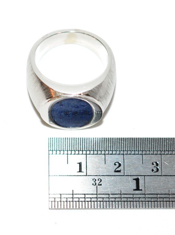 Natural Lapis Lazuli Ring 14K Solid White Gold Ri… - image 8