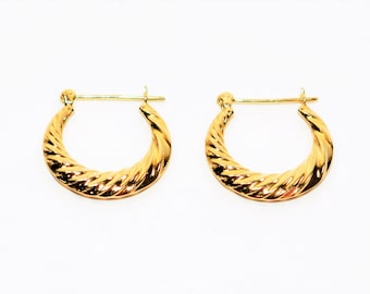 14K Solid Gold 20mm Hoop Earrings Gold Earrings Gold Hoops Vintage Earrings Estate Earrings Estate Jewelry Vintage Jewellery Fine Jewelry