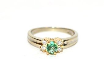 Natural Paraiba Tourmaline & Diamond Ring 14K White Gold .71tcw Birthstone Gemstone Two Tone Gold Statement Engagement Cocktail Estate Ring