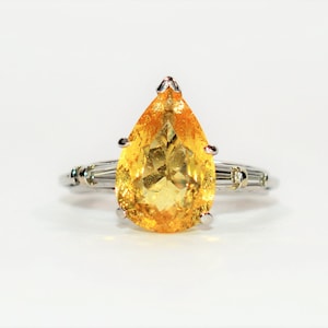Natural Golden Beryl & Diamond Ring Solid Platinum 4.94tcw Engagement Ring Cocktail Ring Statement Ring Yellow Beryl Ring Yellow Ring Estate