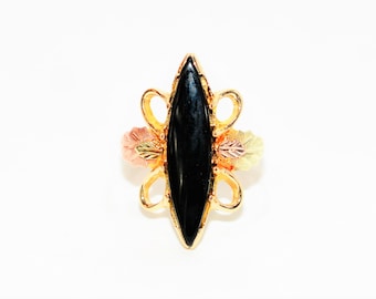 Natural Onyx Ring 10K Solid Gold Black Hills Dakota Jewelry Black Hills Ring Statement Ring Solitaire Ring Estate Ring Vintage Ring Nature