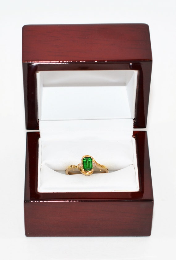 Natural Tsavorite Garnet & Diamond Ring 14K Solid… - image 10