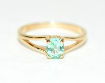 Natural Paraiba Tourmaline Ring 14K Gold .42ct Birthstone Solitaire Cocktail Ring Aqua Gemstone Engagement Ring Vintage Estate Jewellery