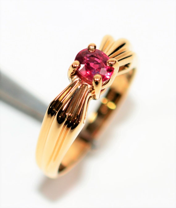 Certified Natural Ruby Ring 14K Solid Gold .57ct … - image 5