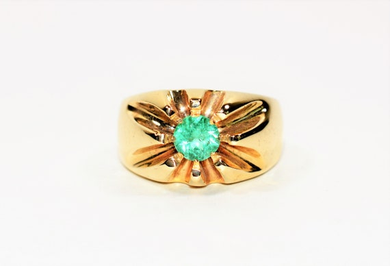 Natural Colombian Emerald Ring 10K Solid Gold 1.1… - image 1