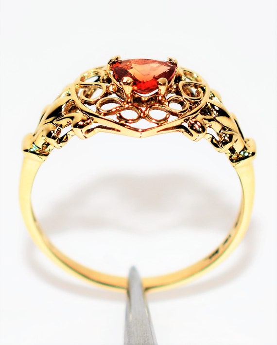 Natural Padparadscha Sapphire Ring 10K Solid Gold… - image 3