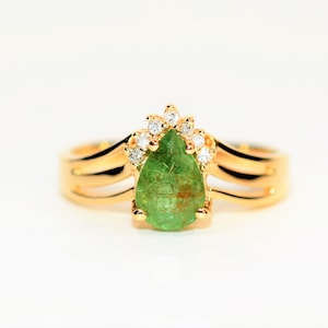 Natural Paraiba Tourmaline & Diamond Ring 14K Solid Gold 1.60tcw Women&#39;s Ring Statement Ring Gemstone Jewelry Jewellery Birthstone Ring