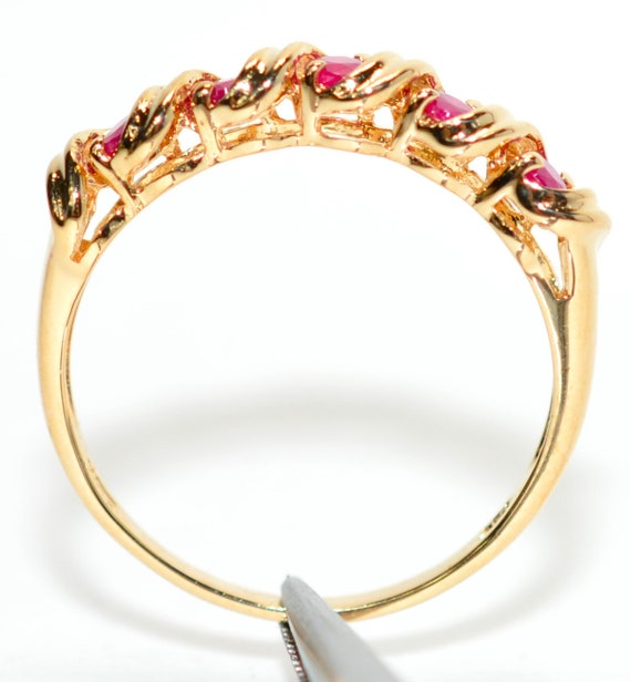 14K Gold Natural Ruby Ring Band: July Birthstone … - image 3
