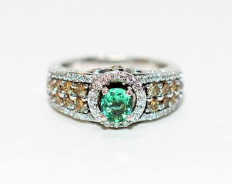 LeVian Natural Paraiba Tourmaline & Fancy Diamond Ring 14K Solid White Gold  1.16tcw Designer Jewelry Fine Estate Cluster Women's Jewellery