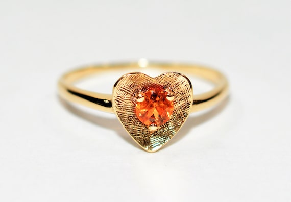 Natural Padparadscha Sapphire Ring 10K Solid Gold… - image 1