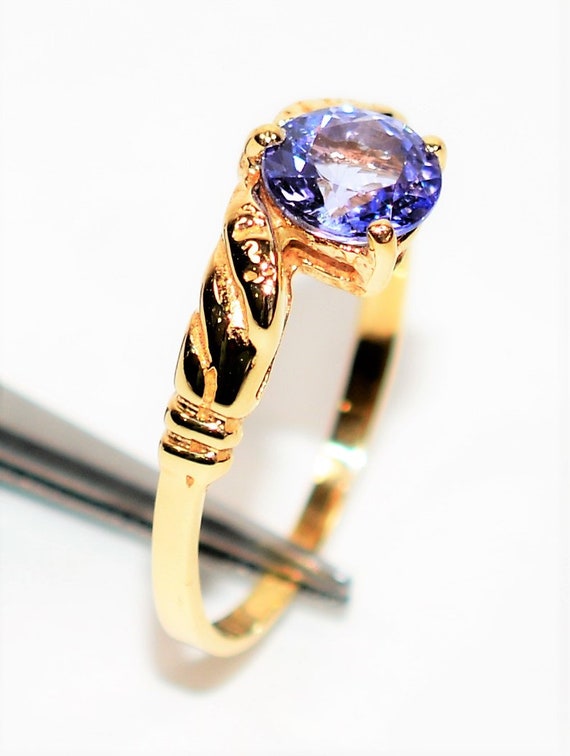 Natural Tanzanite Ring 14K Solid Gold 1.05ct Soli… - image 4