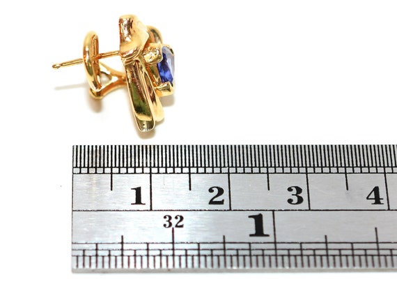 Natural D'Block Tanzanite Earrings 14K Solid Gold… - image 7