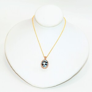 LeVian Natural Aquamarine Necklace 14K Solid Gold 2.27tcw Gemstone Necklace Pendant Necklace Designer Necklace March Birthstone Necklace