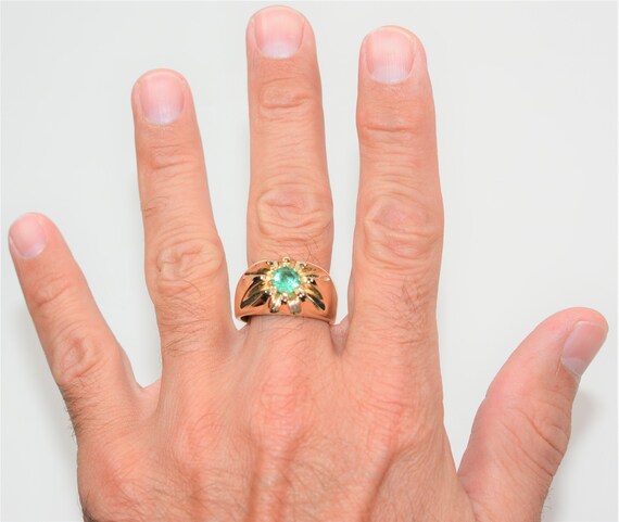 Natural Colombian Emerald Ring 10K Solid Gold 1.1… - image 2