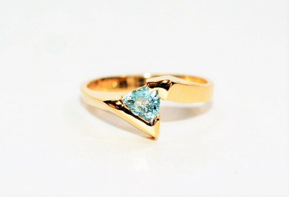 Natural Paraiba Tourmaline Ring 14K Solid Gold So… - image 1