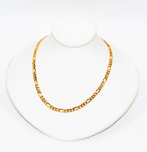Fine 3.25mm Figaro 18kt Yellow Gold Chain Link Nec