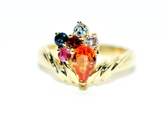 Natural Padparadscha Sapphire & Diamond Ring 10K S