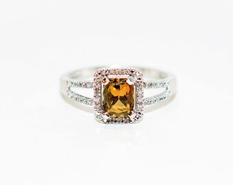 Natural Zoiste & Diamond Ring 10K Solid White Gold 1.45tcw Women's Ring Bridal Jewelry Engagement Ring Rare Collectors Gemstone