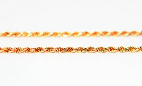 14K Solid Gold Twist Rope Chain Necklace 17.5" 2m… - image 4
