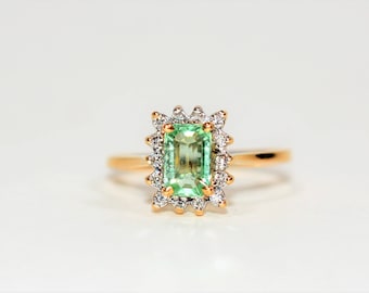 Natural Paraiba Tourmaline & Diamond Ring 14K Solid Gold 1.51tcw Rare Gemstone Women's Ring Estate Jewelry Fine Ring Engagement Ring Bridal