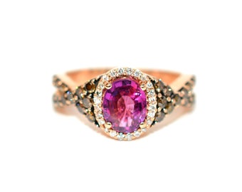 LeVian Natural Magenta Umba Sapphire & Diamond Ring 14K Solid Rose Gold 1.82tcw Sapphire Ring Statement Ring Statement Ring Cocktail Ring