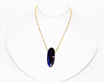 Natural Australian Boulder Opal Necklace 14K Solid Gold 15.94ct Pendant Necklace October Birthstone Necklace Crystal Necklace Fine Necklace