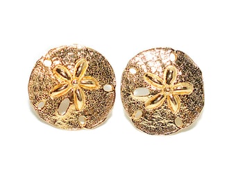 14K Solid Gold Earrings Sand Dollar Seashell Earrings Stud Earrings Beach Nautical Coastal Jewelry Mermaid Earrings Statement Earrings