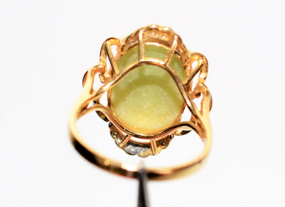Natural Jade & Diamond Ring 10K Solid Gold 7.06tc… - image 6