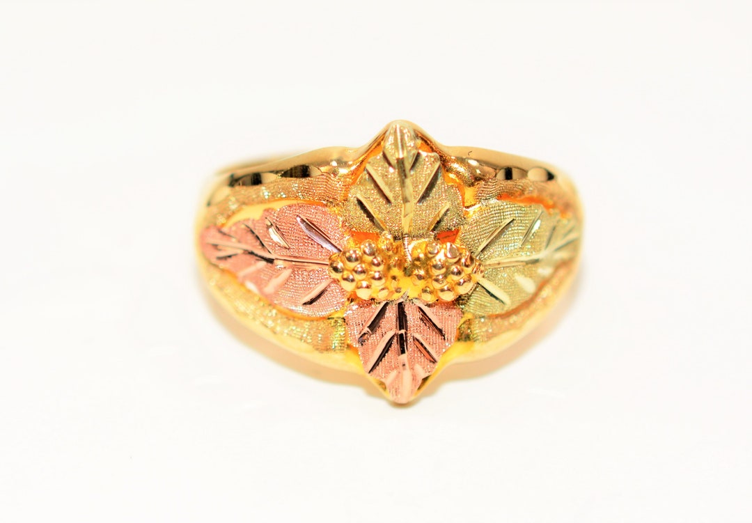 Black Hills Gold Ring 10K Solid Gold Men's Ring Leaf Ring Etsy